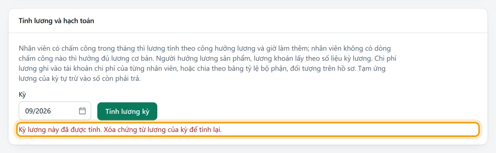 Báo Kỳ lương này đã được tính khi tính lại kỳ 09/2026