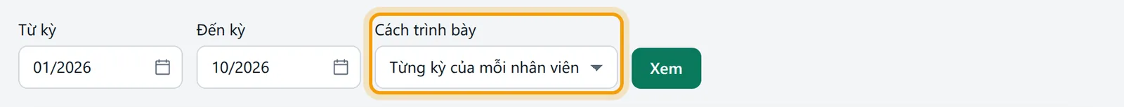 Cách trình bày Từng kỳ của mỗi nhân viên