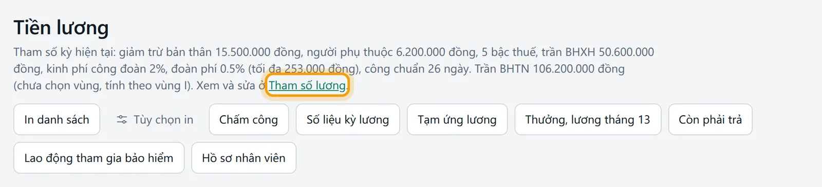 Liên kết Tham số lương ở dòng mô tả đầu trang