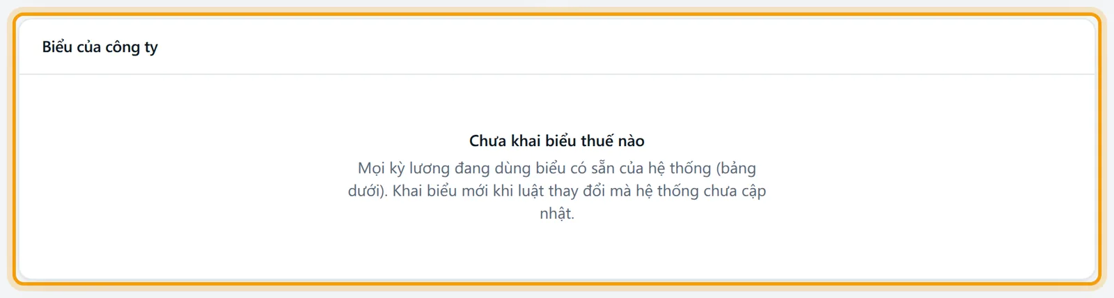 Khối Biểu của công ty báo chưa khai biểu thuế nào