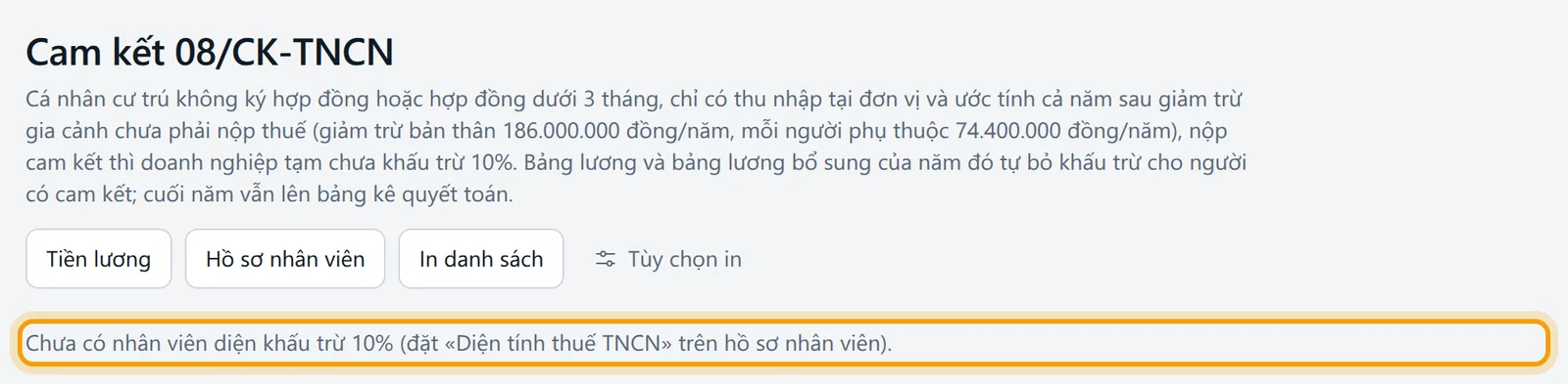 Câu báo chưa có nhân viên diện khấu trừ 10% của trang