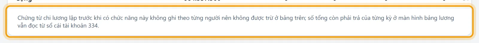 Dòng chú thích dưới bảng về chứng từ chi lập trước khi có chức năng này