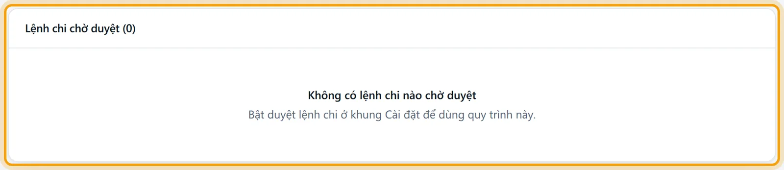 Khung Lệnh chi chờ duyệt, nơi kế toán xem phiếu chi của mình đang chờ bước nào
