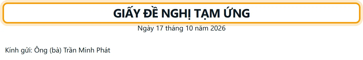 Tiêu đề Giấy đề nghị tạm ứng và Mẫu số 03-TT của tờ giấy xem trước