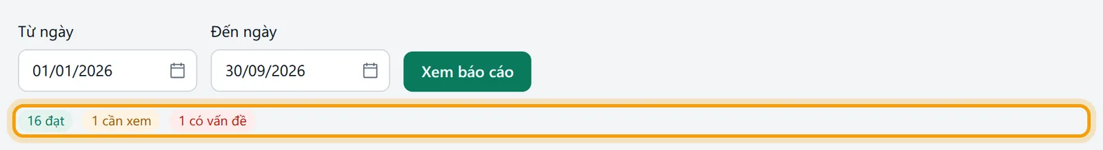 Ô Từ ngày 01/01/2026, Đến ngày 30/09/2026 và ba nhãn đếm kết quả được viền vàng