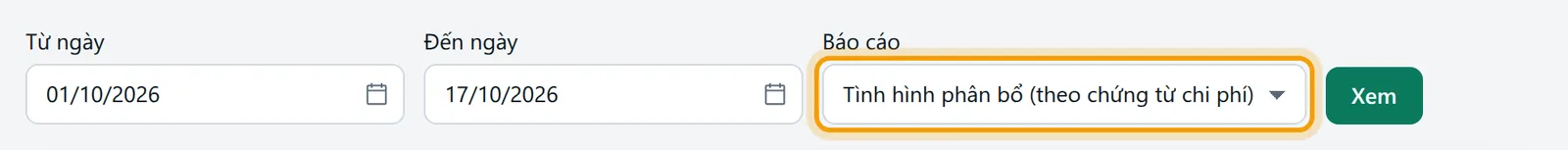 Ô Báo cáo với hai cách xem